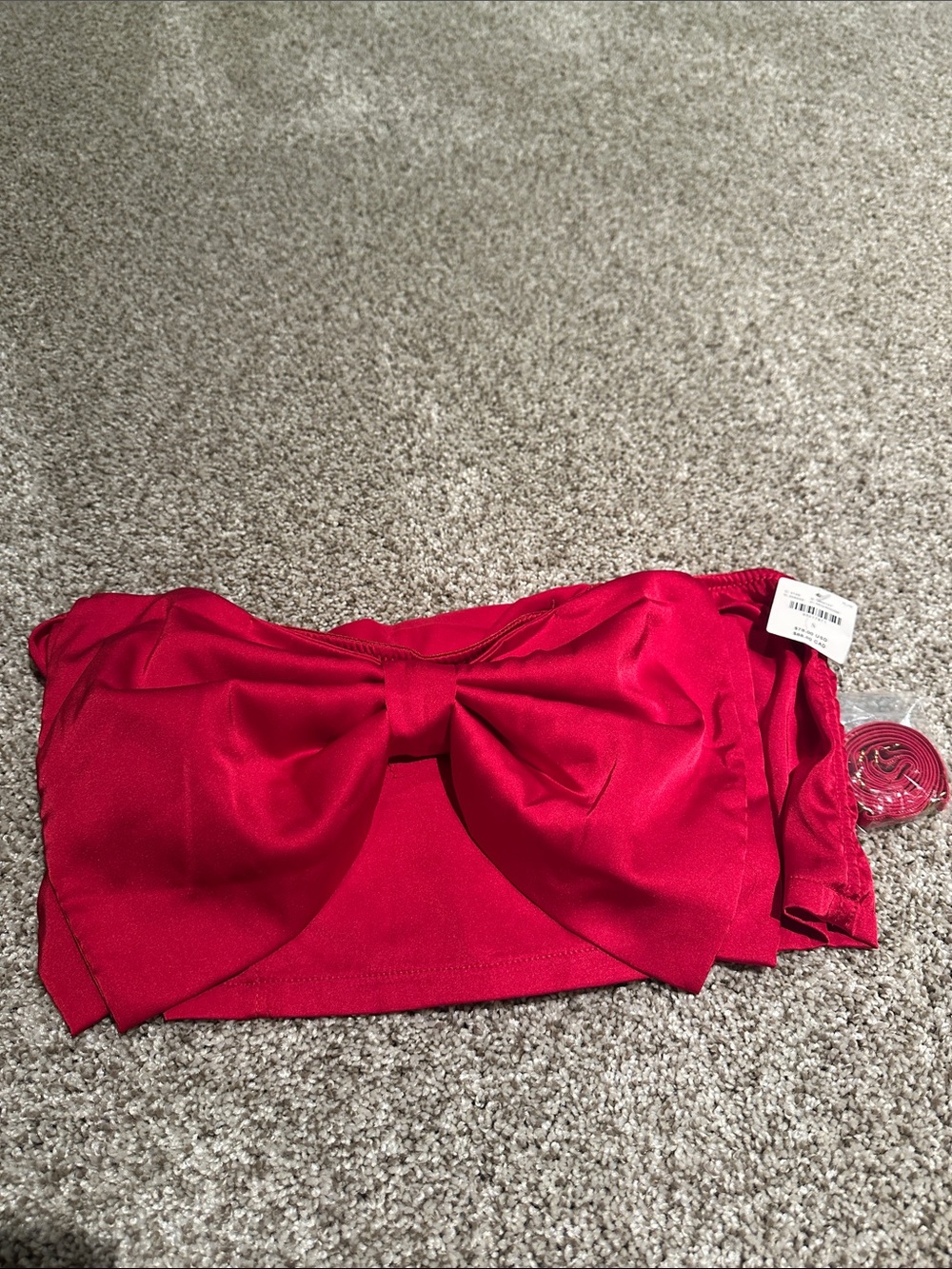 Anthropologie Red Bow-Front Crop Top